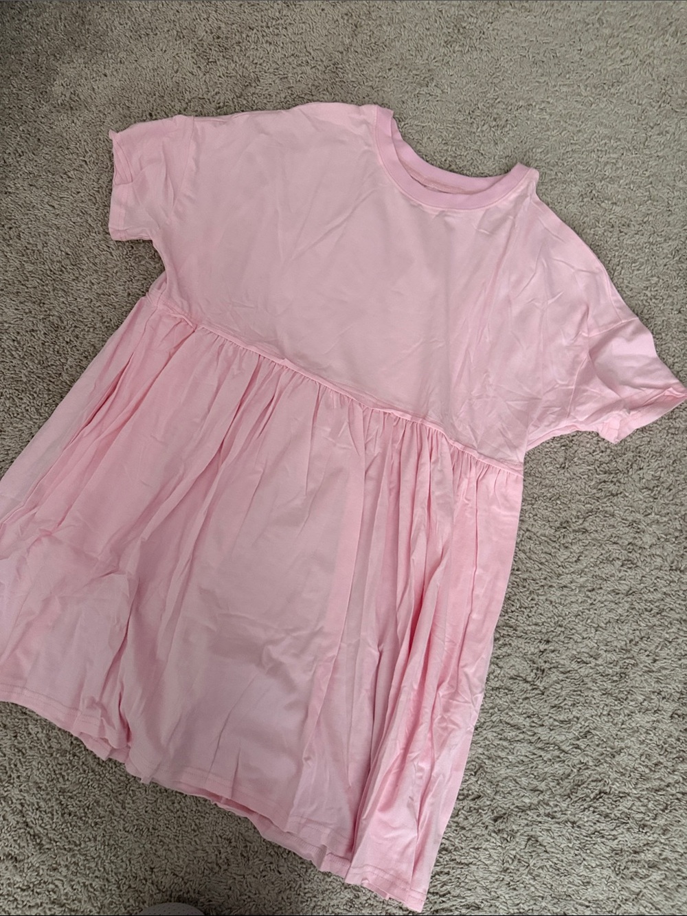 Light Pink Short Sleeve Babydoll Dress